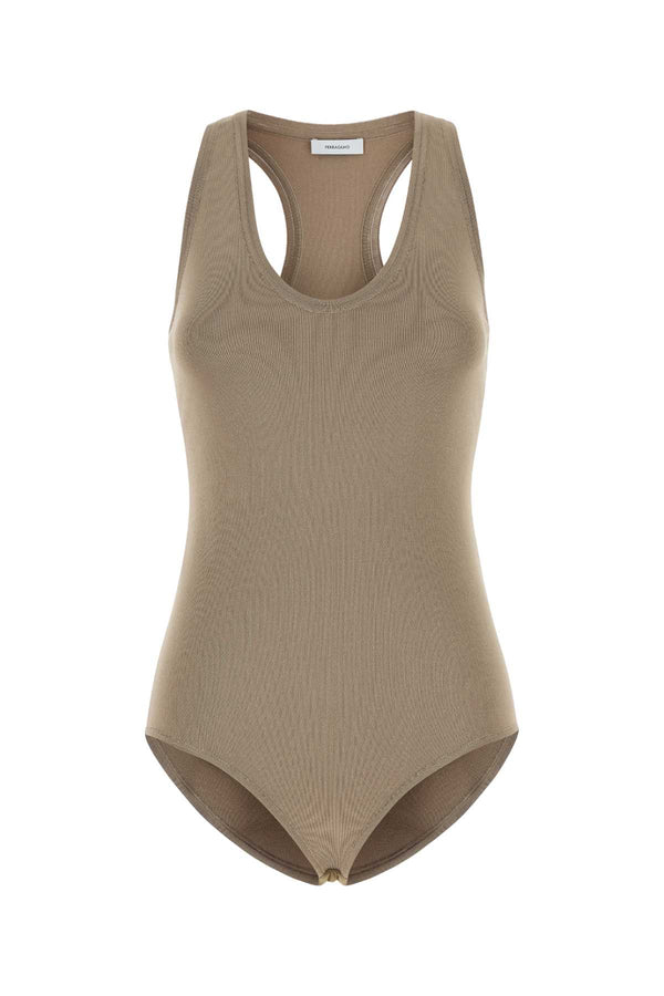 Ferragamo Safari 90% Viscose tank top in beige