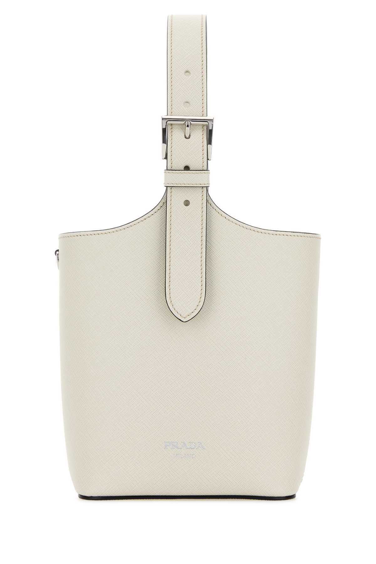 White Leather Shoulder Bag Talco/nero Borse A Mano
