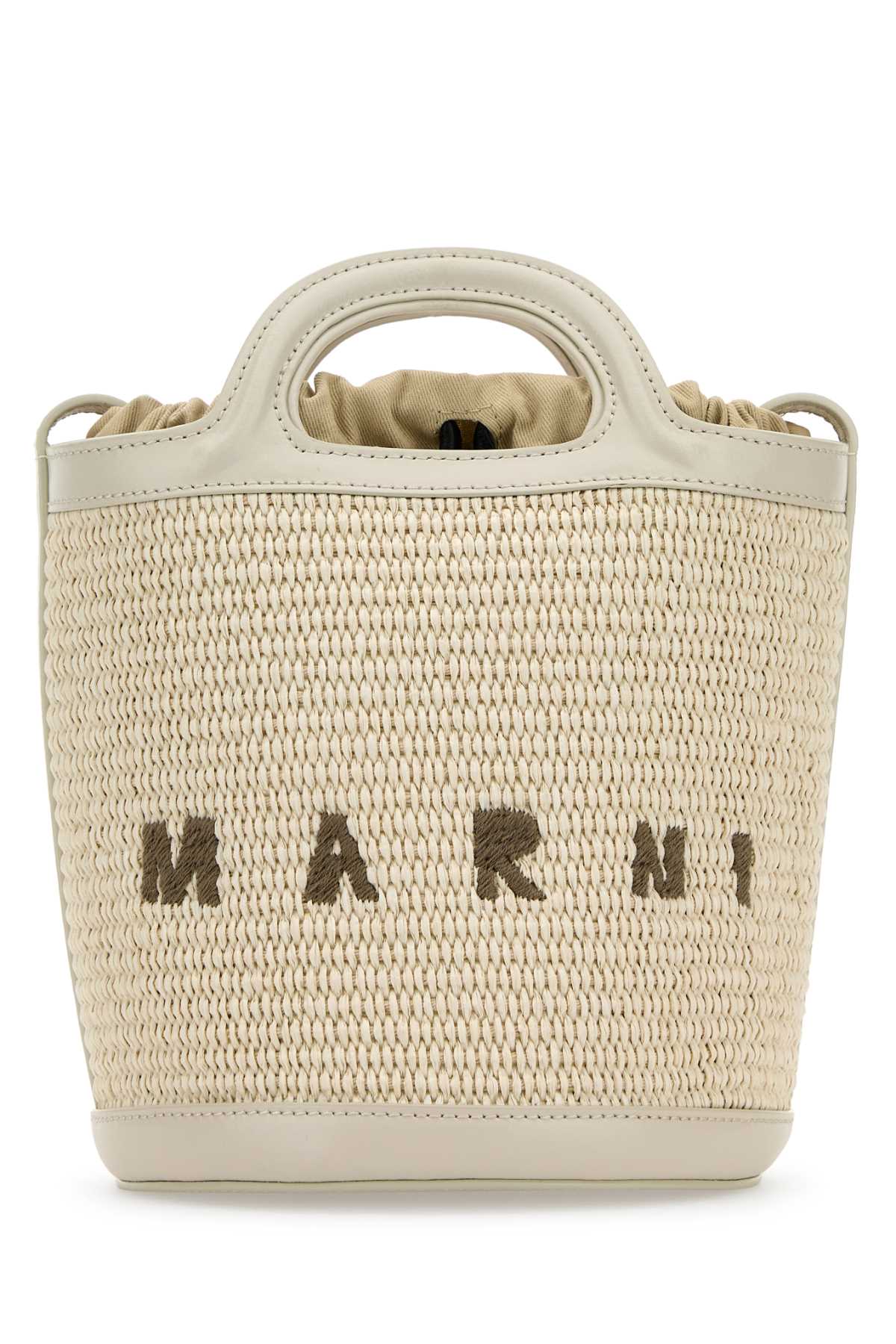 Ivory Leather And Raffia Tropicalia Bucket Bag Shell Borse A Secchiello