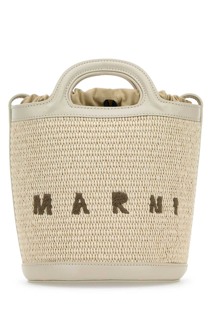 Ivory Leather And Raffia Tropicalia Bucket Bag Shell Borse A Secchiello