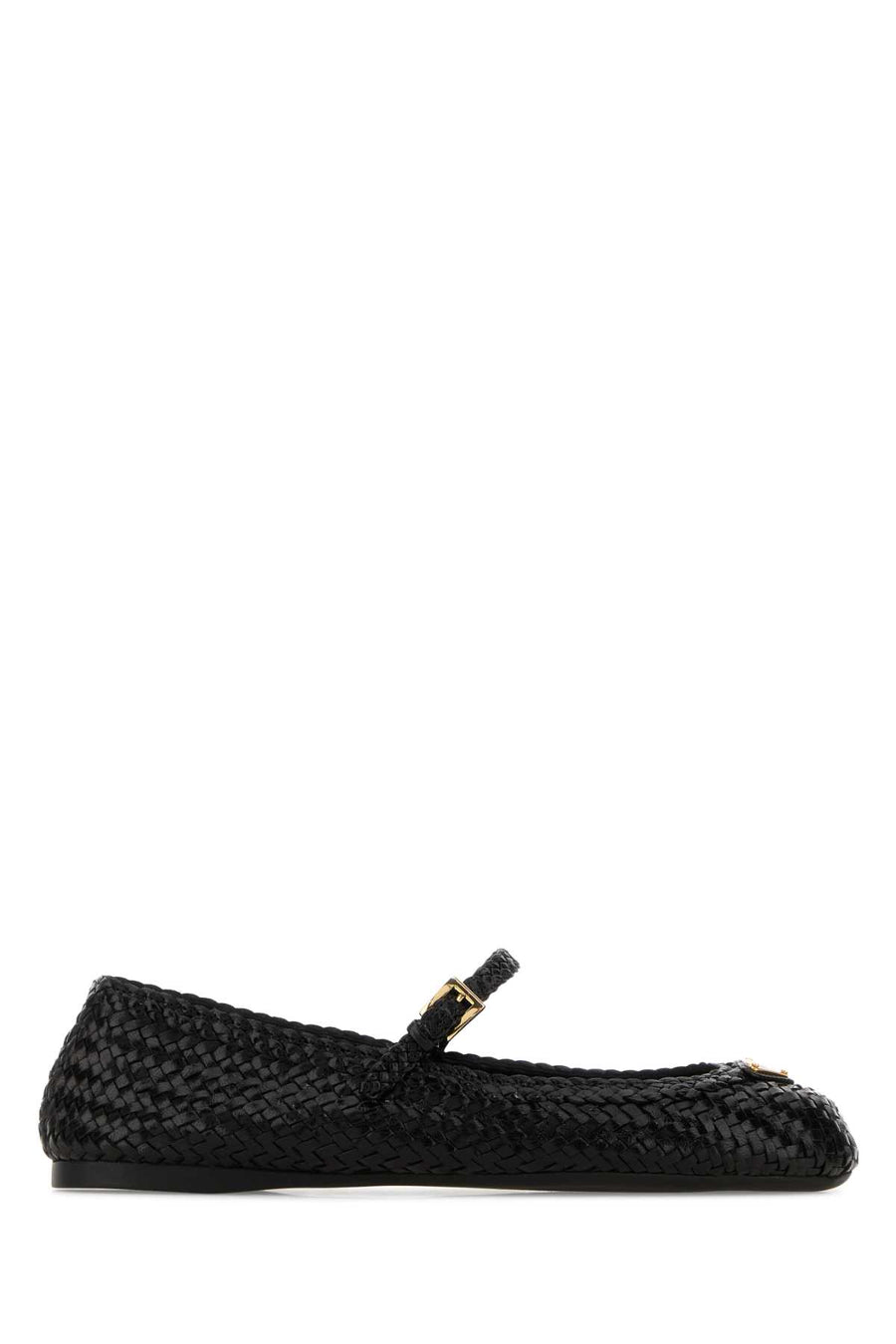 Prada Exterior: 100% Leather; Interior: 100% Leather; Sole: Rubber ballet flat in black