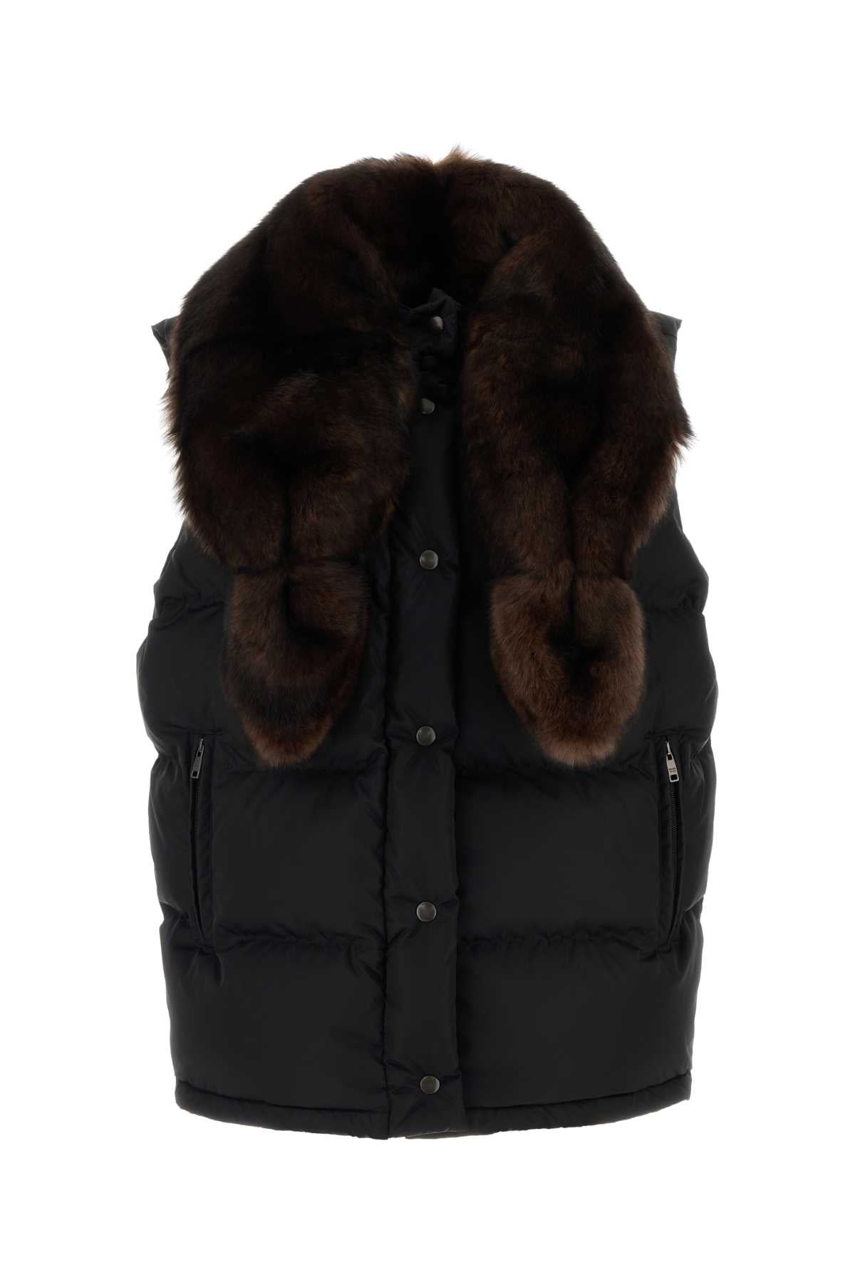 Black Re-Nylon Sleeveless Down Jacket Nero Piumini