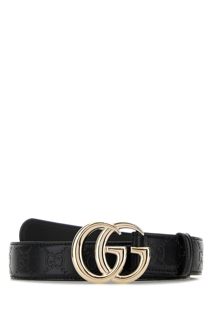 Black Leather Belt Blackblackblack Calf Skin Cinture