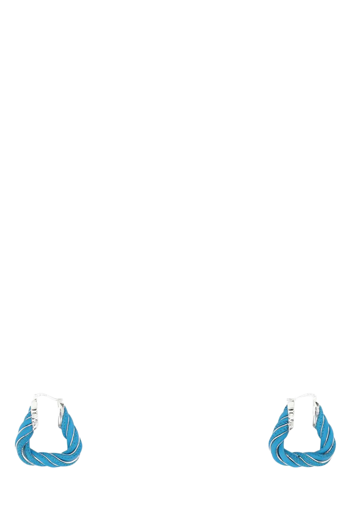 Light-Blue Nappa Leather And 925 Silver Twist Triangle Earrings 4631 Exterior: Lamb Orecchini