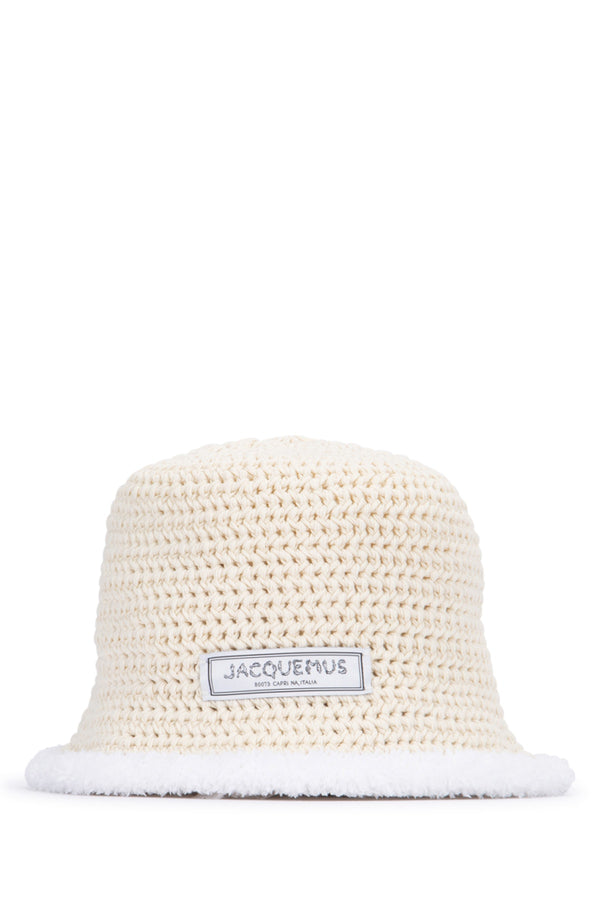 Jacquemus Bordino 100% Cotton bucket hat in white