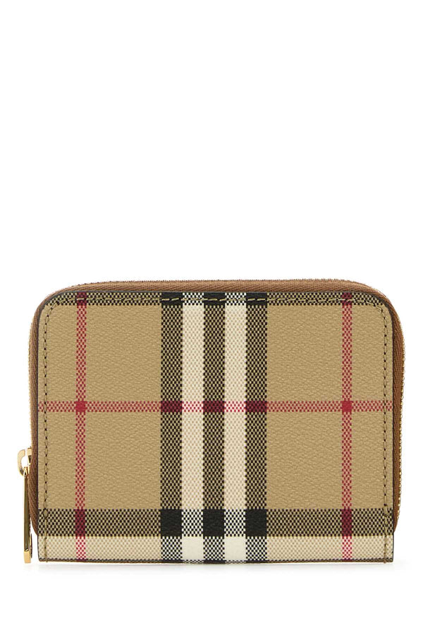 Burberry Around Exterior: 75% Polyurethane 25% Cotton; Finishing: Golden metal wallet in beige