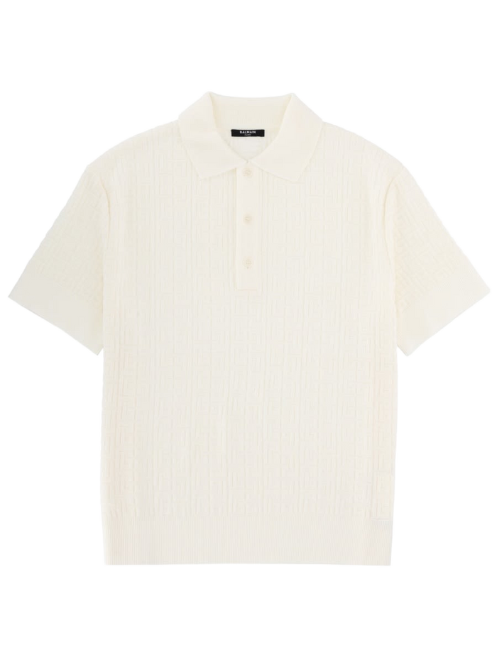 Merino Wool Polo Shirt White Flax