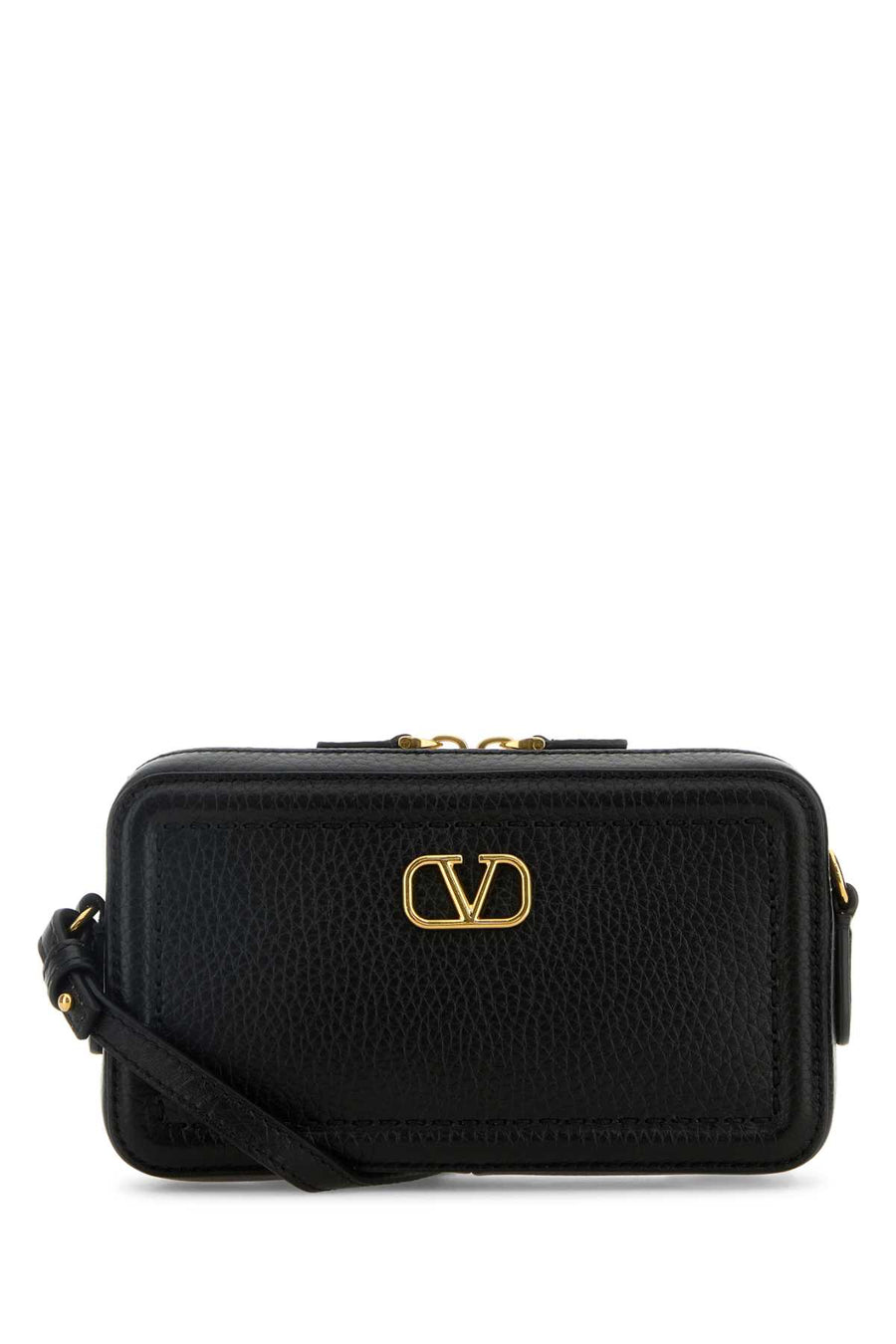 Valentino Garavani Camera Exterior: 100% Leather; Lining: 100% Leather; Finishing: Golden metal crossbody bag in black