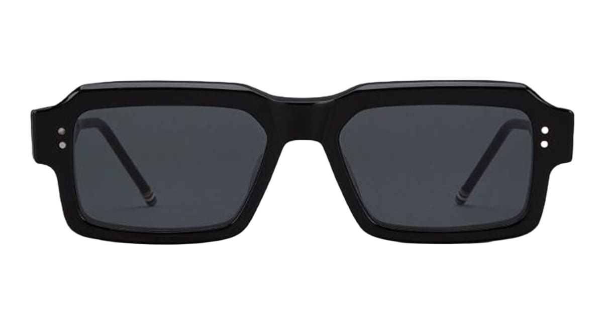 Rectangular - Shiny Black Acetate Sunglasses