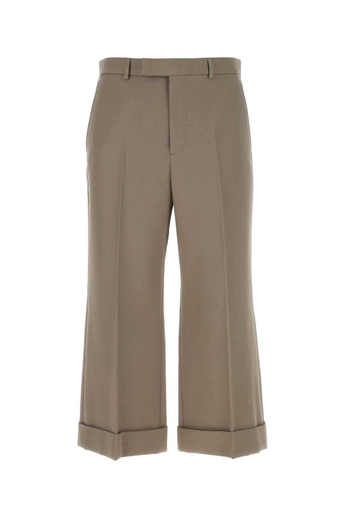 Mud Wool Cropped Cut Pant Brown Exterior: Pantaloni