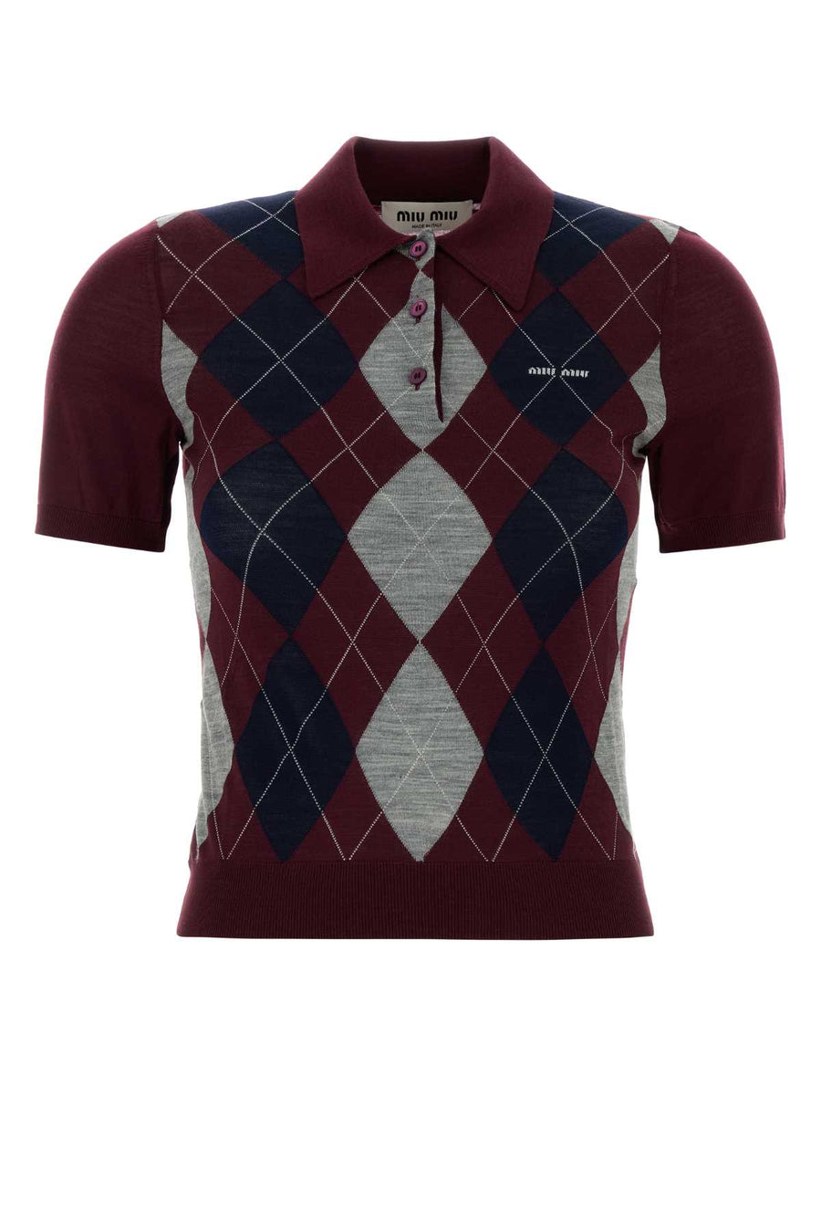 Miu Miu 100% Wool polo shirt in burgundy