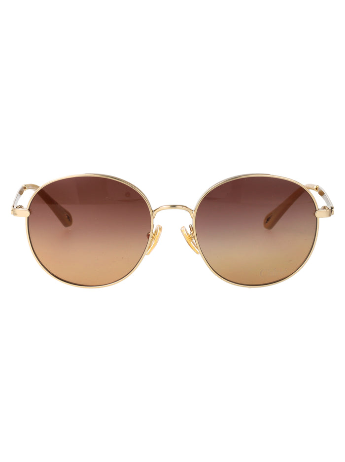 Ch0325s Gold-gold-brown Metal Sunglasses