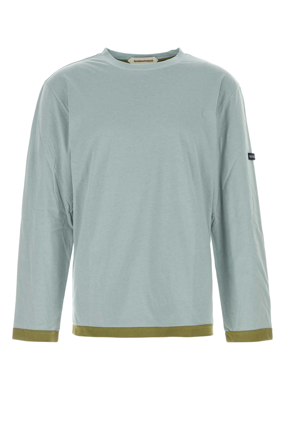 Powder Blue Cotton T-Shirt Skyblue Exterior