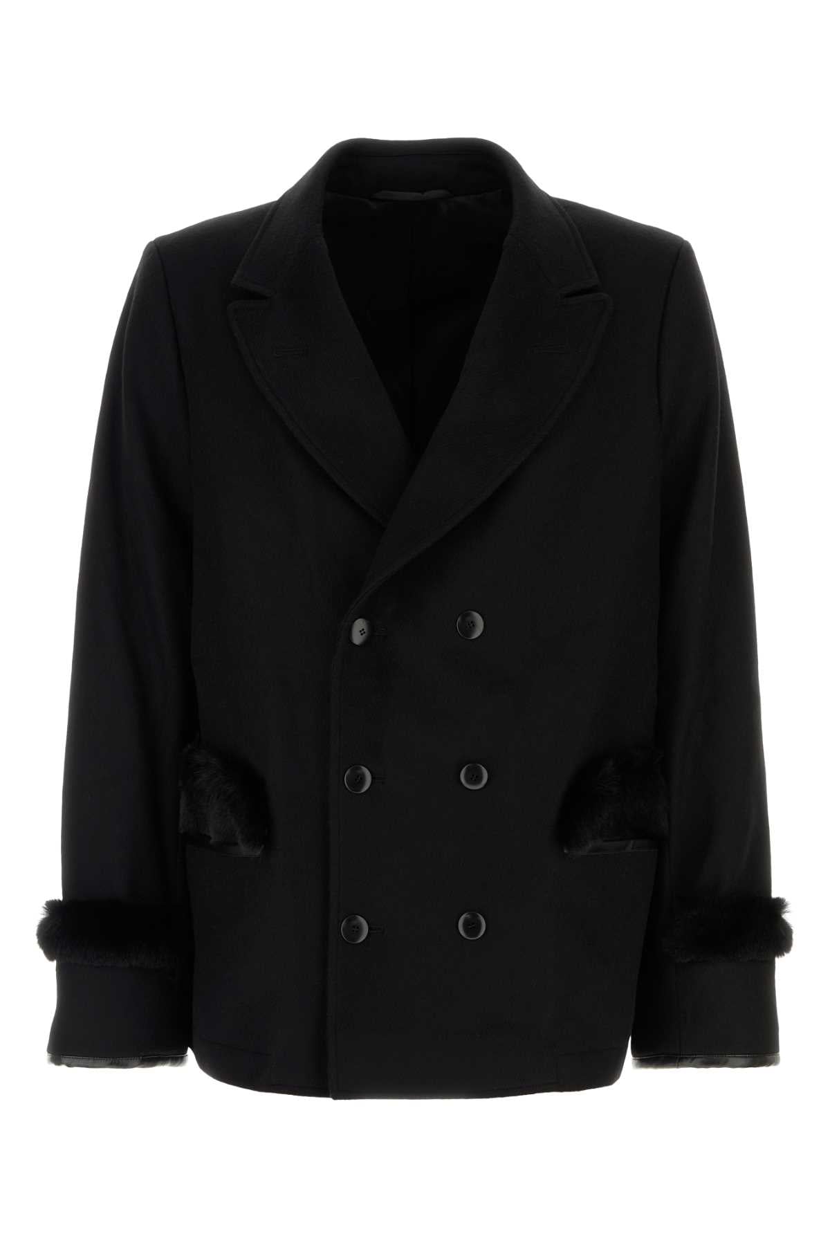 Black Wool Blend Coat Cappotti