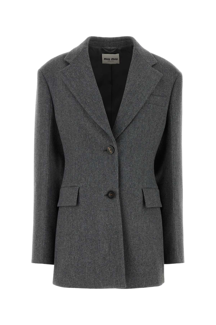 Dark Grey Wool Blazer Ematite Giacche E Gilet