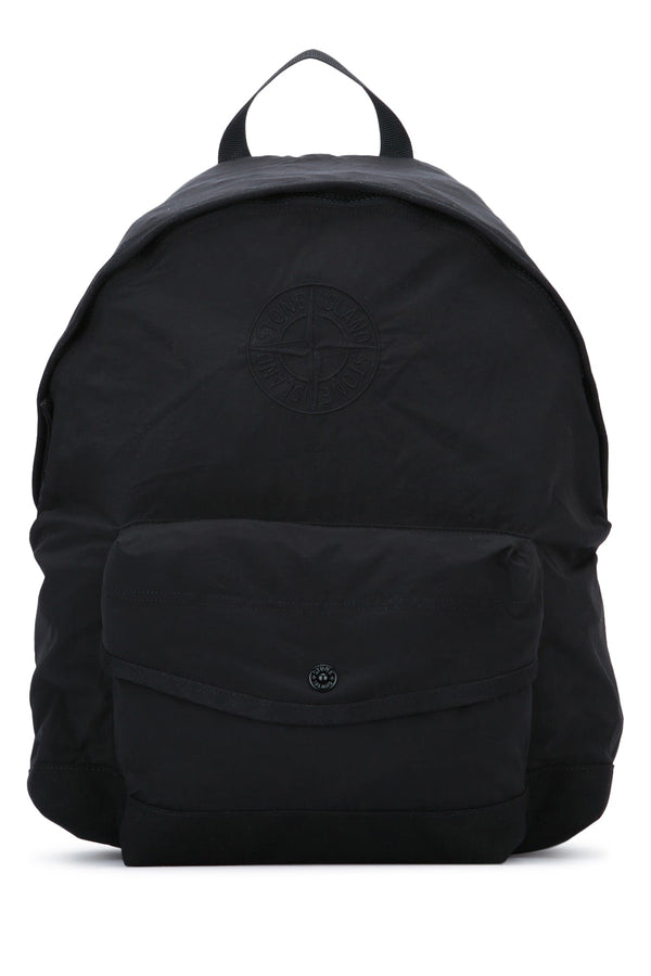 Stone Island Kids 100% polyamide nylon with 100% polyurethane coating backpack in black