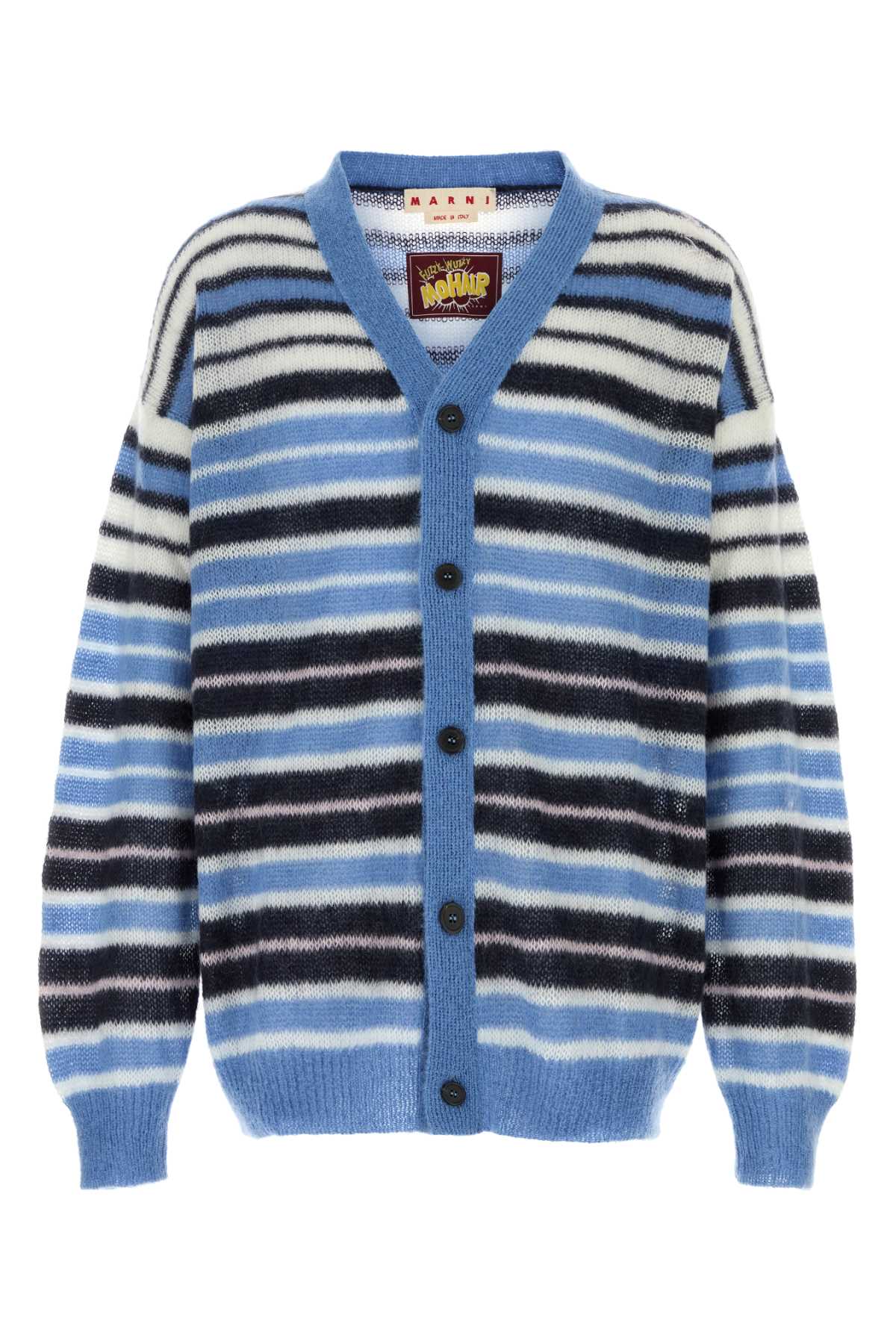 Embroidered Mohair Blend Cardigan Bluelilac Exterior: Nylon Wool Maglieria