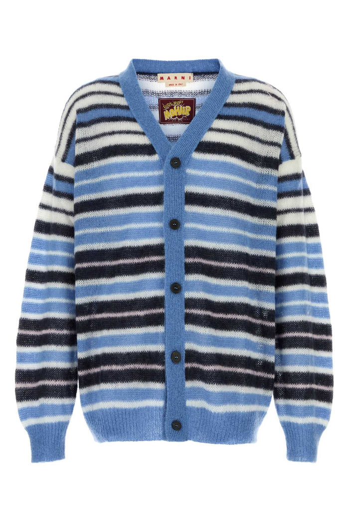 Embroidered Mohair Blend Cardigan Bluelilac Exterior: Nylon Wool Maglieria