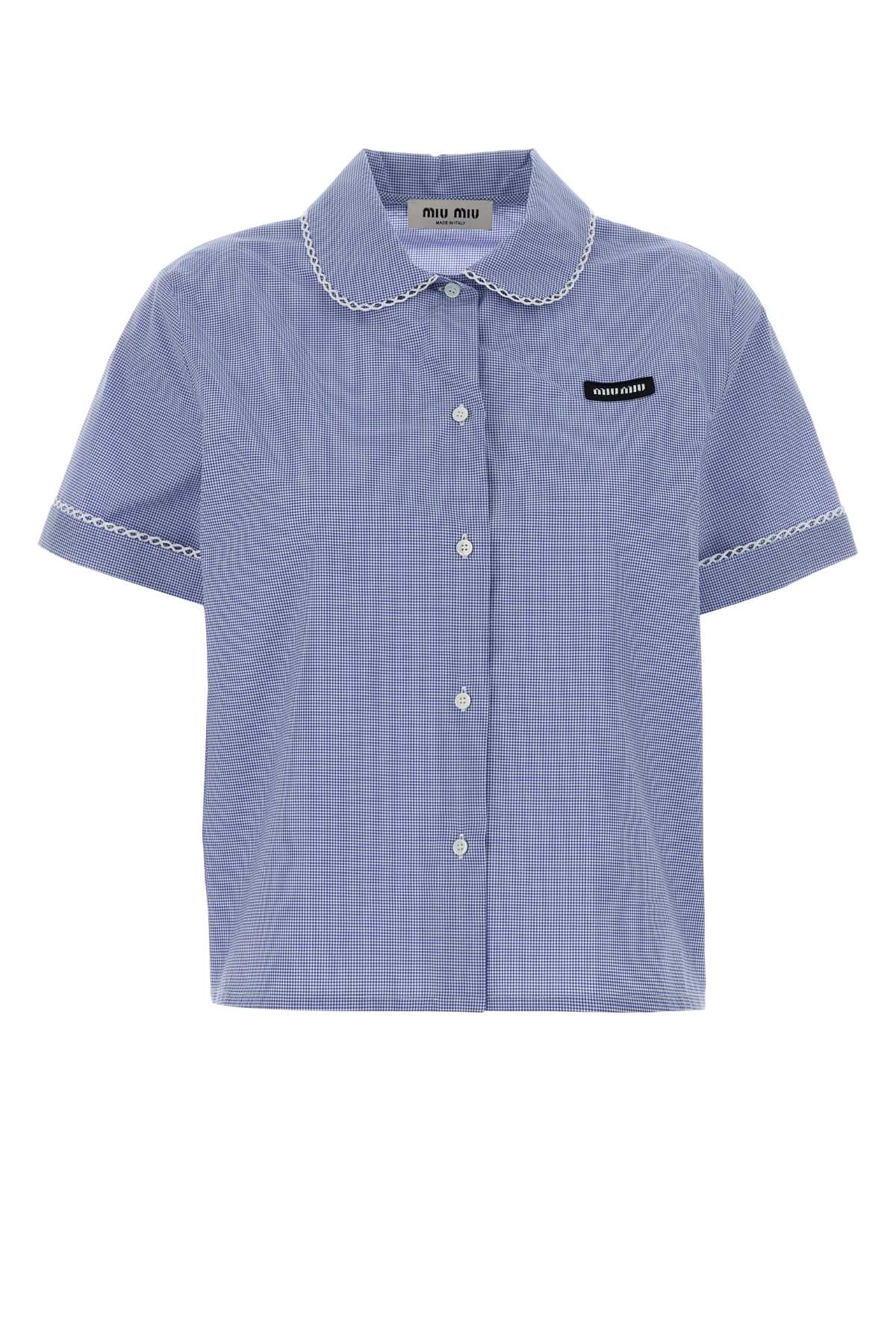 Embroidered Cotton Shirt Biancoazzurro Exterior: Camicie