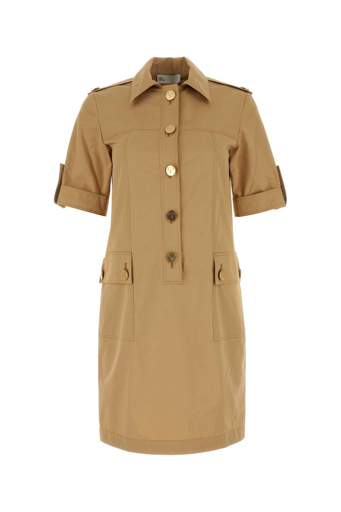 Beige Cotton Shirt Dress Safarisand Main Body Abiti