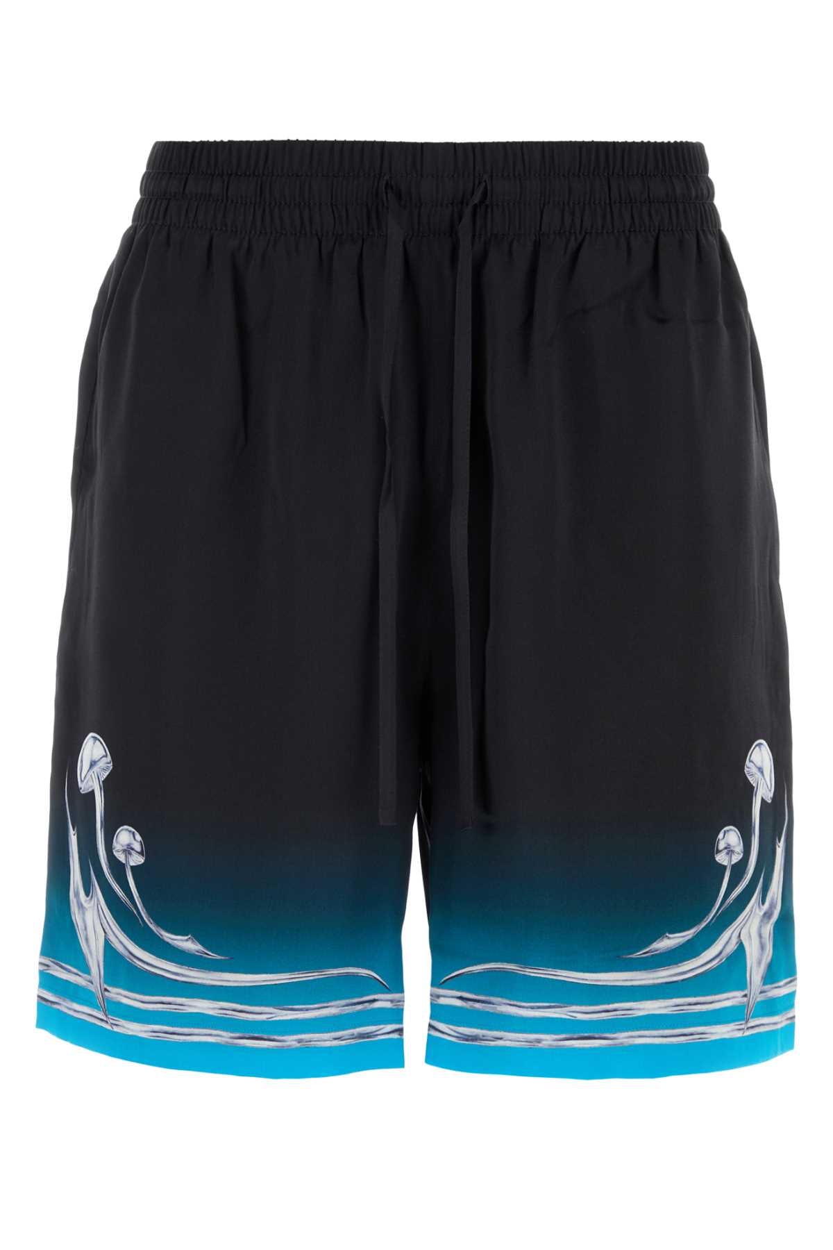 Printed Satin Bermuda Shorts Blades Silk