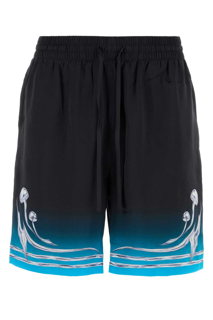 Printed Satin Bermuda Shorts Blades Silk