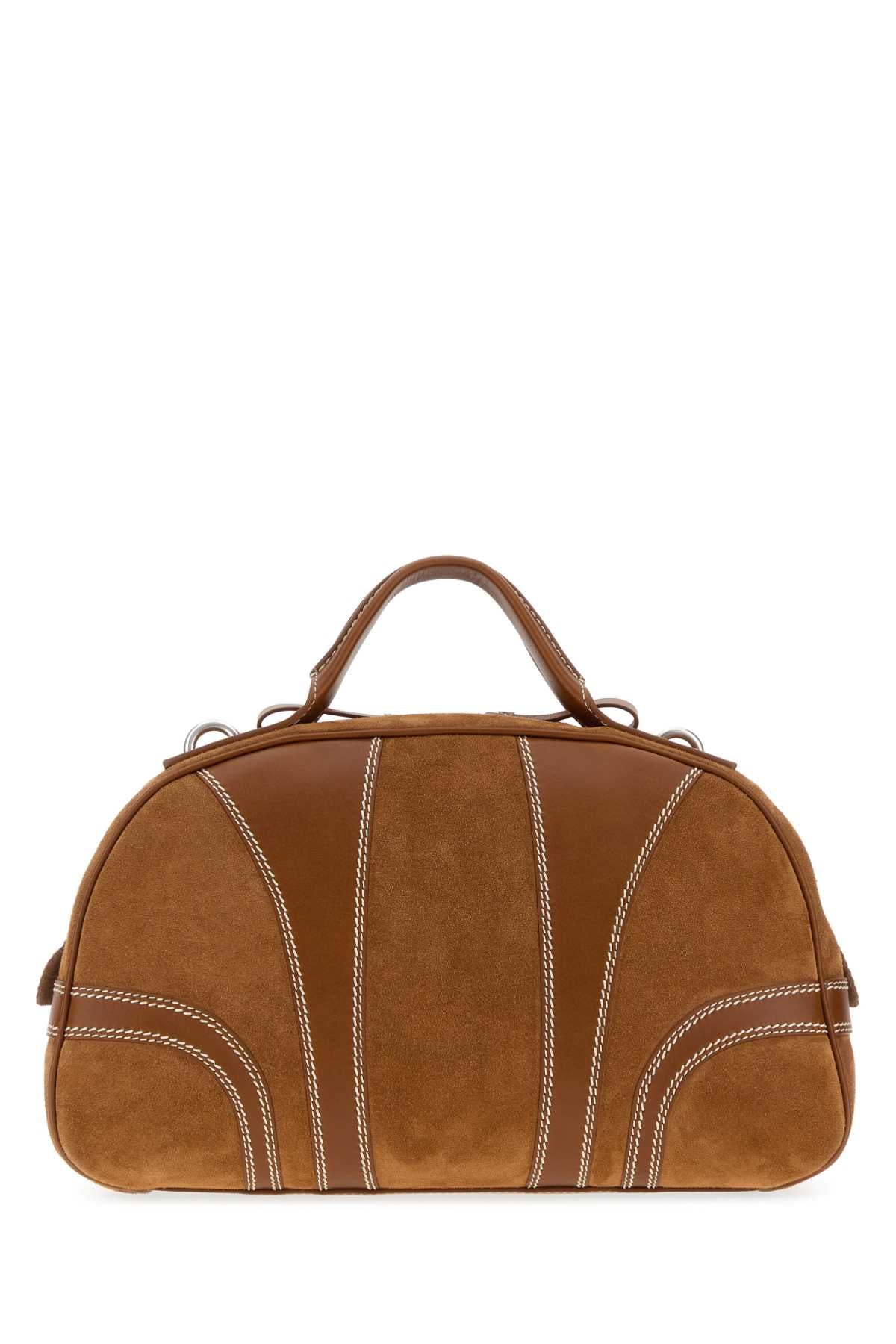 Caramel Suede And Leather Handbag Tan Borse A Mano