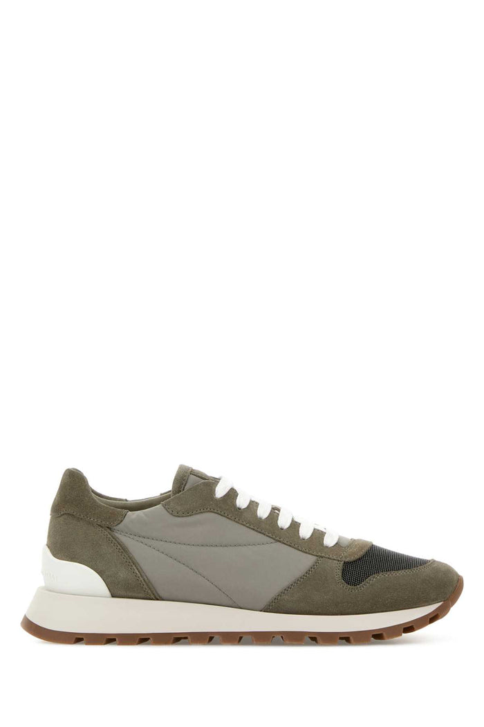 Dove Grey Suede And Fabric Sneakers C7550