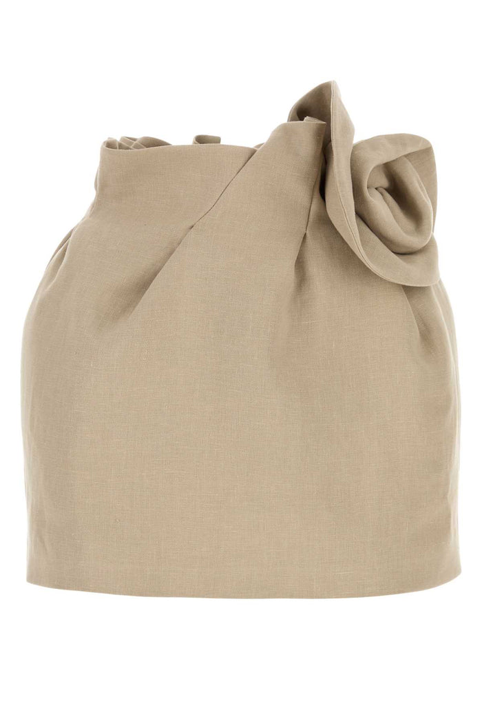 Beige Linen Blend Mini Skirt Gonne