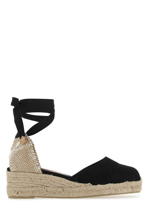 Castaner Suede upper with jute sole espadrille in black