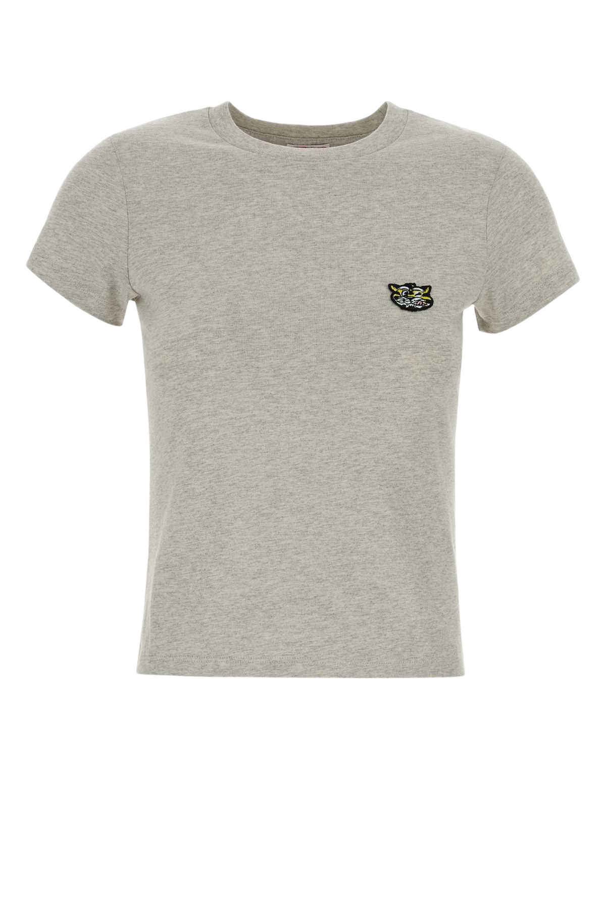 Melange Grey Cotton T-Shirt Palegrey Exterior