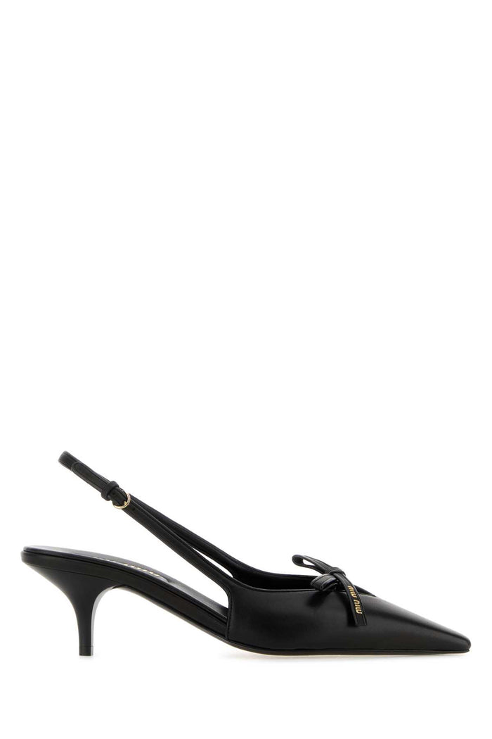 Black Leather Pumps Nero Scarpe Con Tacco