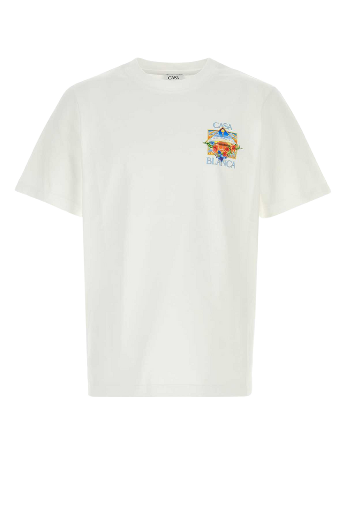 White Cotton T-Shirt Flowercourticon Exterior: Organic