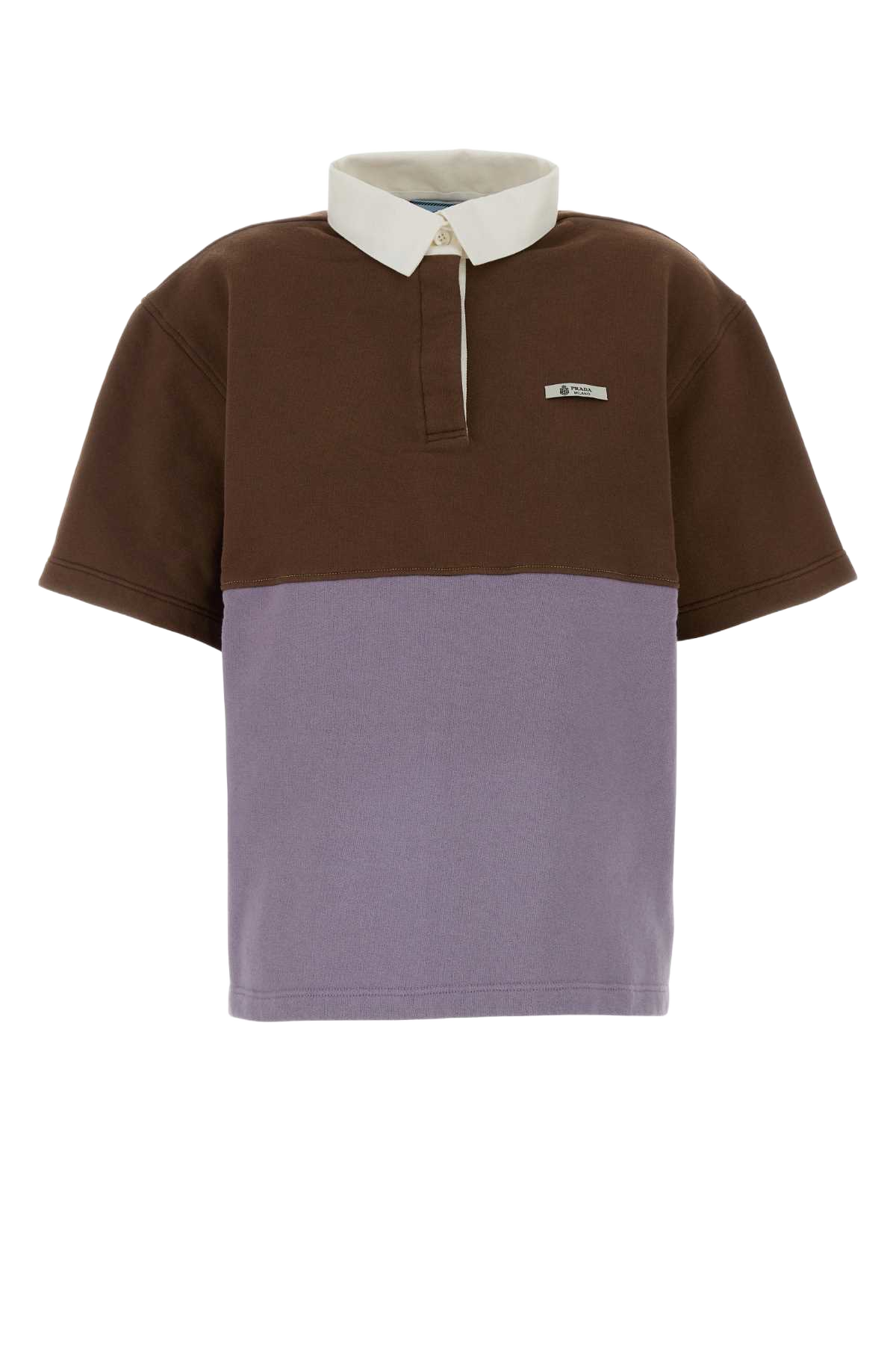 Two-Tone Cotton Polo Shirt Tabacco+lilla+giallo Exterior