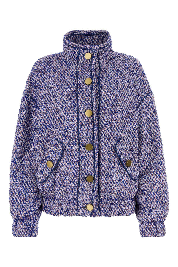 Philosophy Di Lorenzo Serafini Exterior: 34% Cotton 30% Acrylic 19% Wool 12% Polyester 5% Nylon. Lining: 100% Polyester jacket in blue