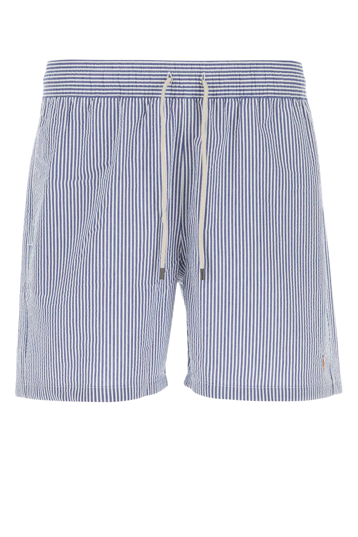 Embroidered Stretch Cotton Blend Swimming Shorts Cruiseroyalseersucker Costumi Da Bagno