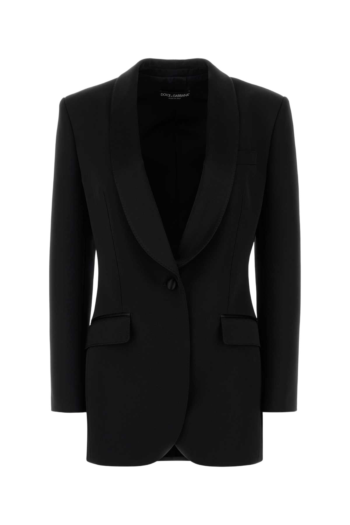 Black Stretch Wool Blend Blazer Nero Giacche E Gilet