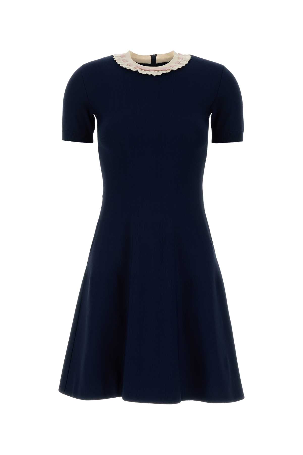 Navy Blue Knit Mini Dress 0w6 Exterior: Viscose Polyester Abiti