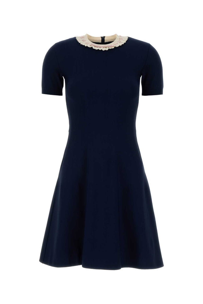 Navy Blue Knit Mini Dress 0w6 Exterior: Viscose Polyester Abiti