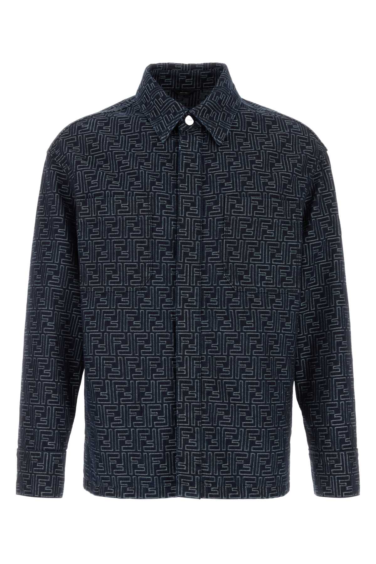 Embroidered Denim Jacket Indigo Exterior: Cotton Giubbini
