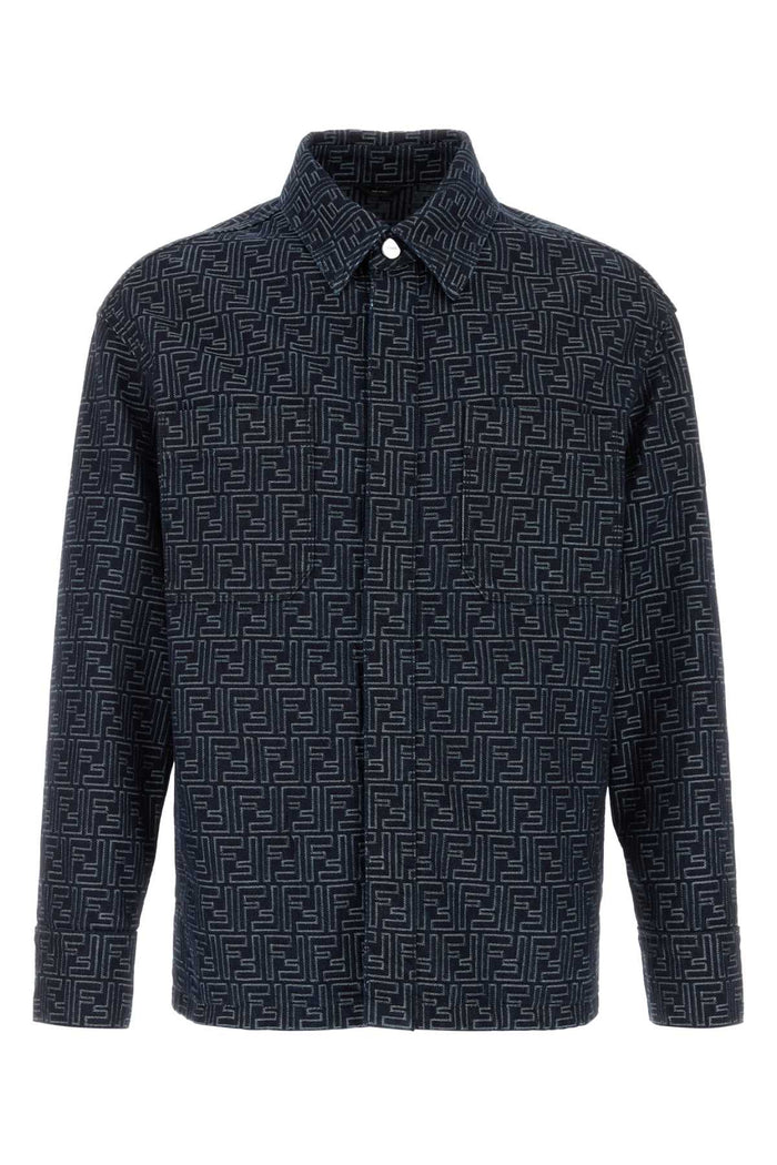Embroidered Denim Jacket Indigo Exterior: Cotton Giubbini