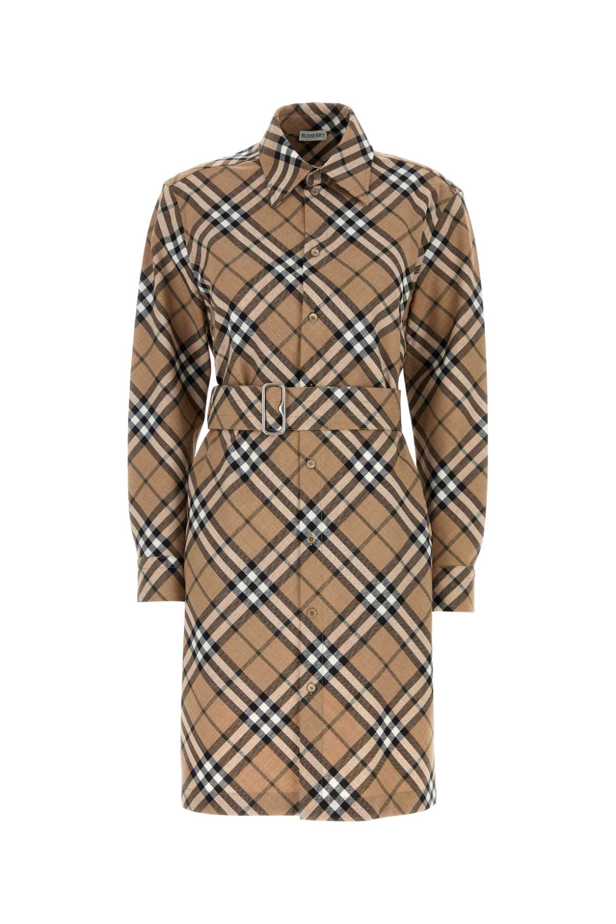 Embroidered Jersey Shirt Dress Lindenipcheck Exterior: Polyester Wool Abiti