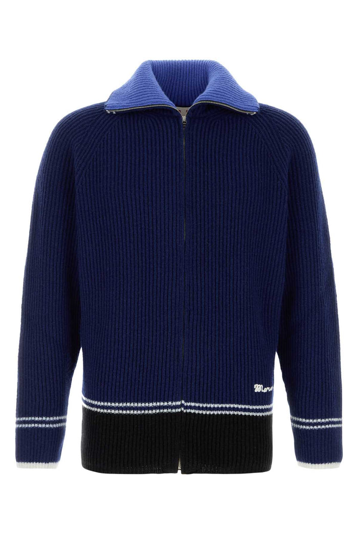 Blue Wool Blend Cardigan China Maglieria