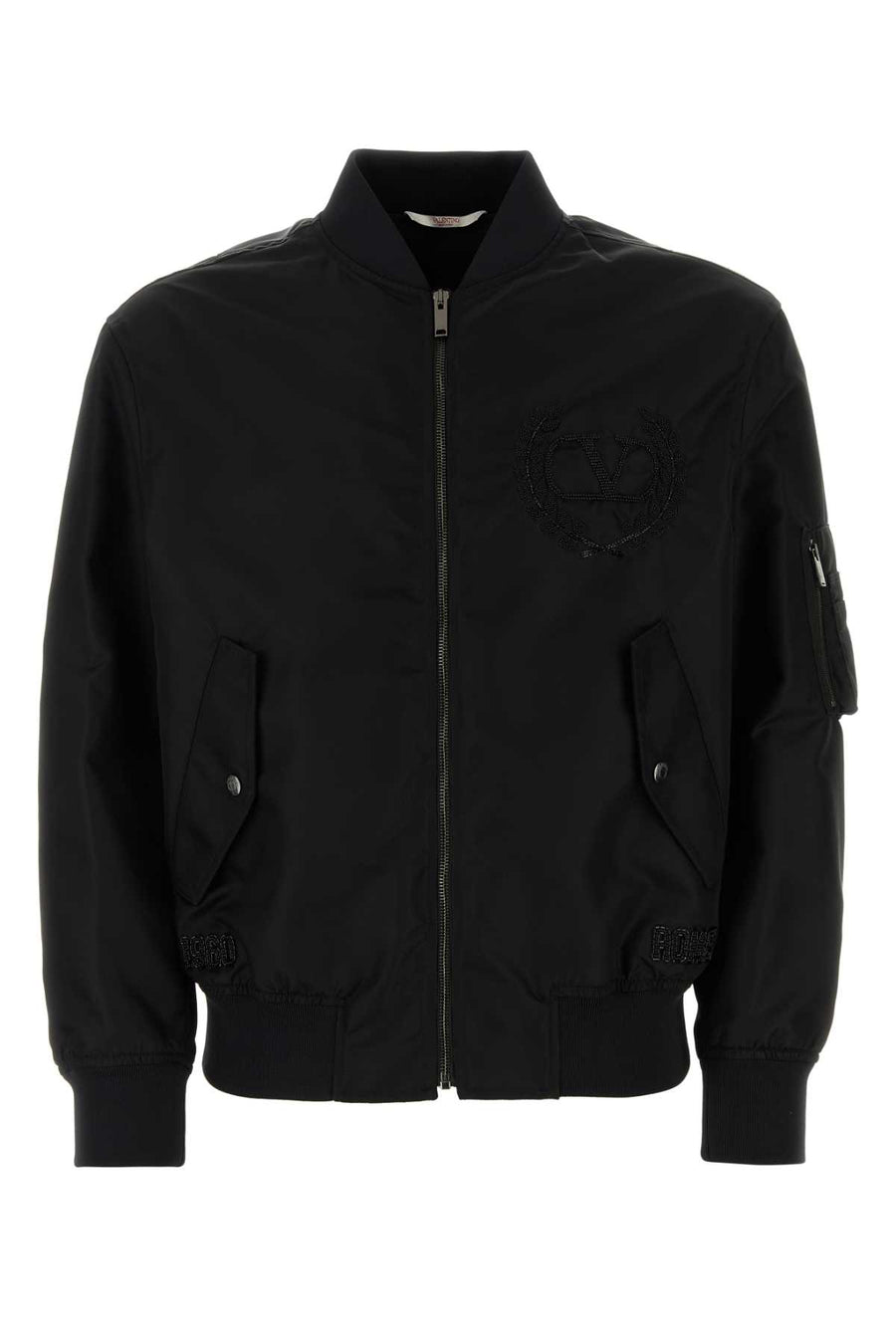 Valentino Garavani Exterior: 100% Nylon bomber jacket in black