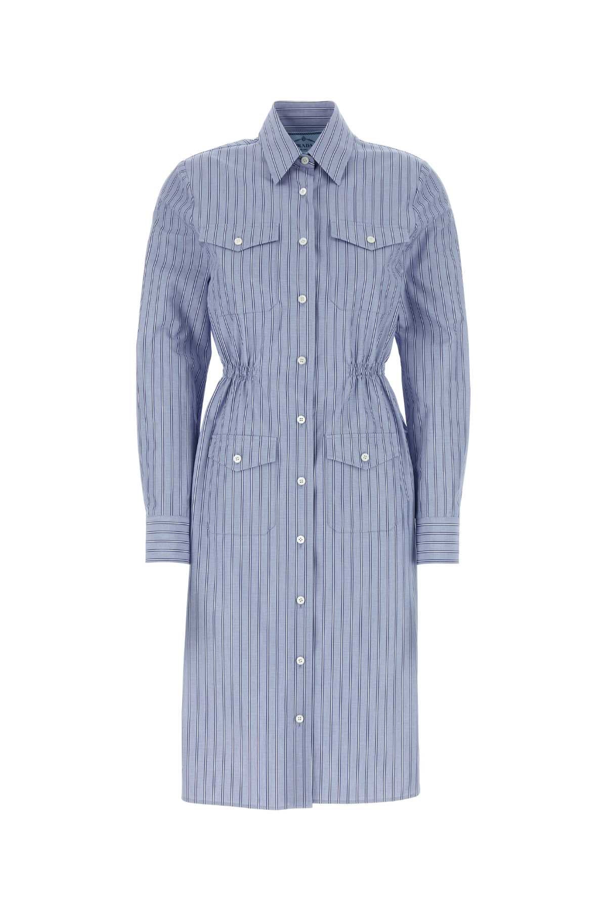 Embroidered Chambray Shirt Dress Bleu Co-trochus Niloticus Abiti