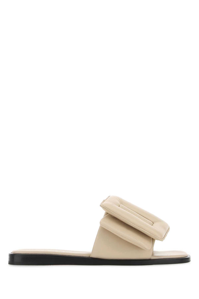 Sand Leather Puffy Slippers Ivory