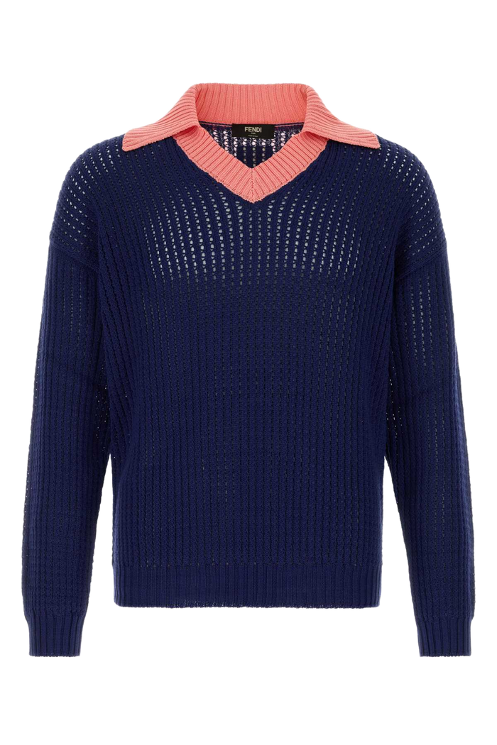 Navy Blue Cotton Polo Shirt Blu Ink+peonia Exterior