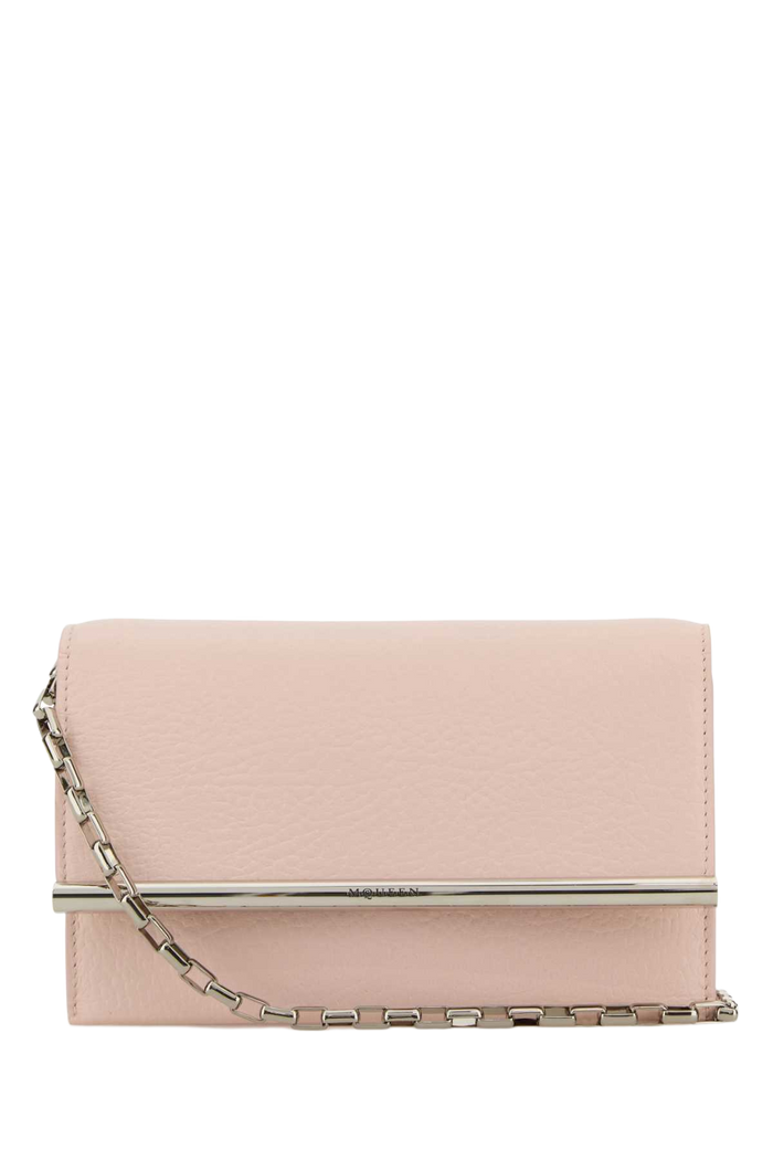 Pink Leather Mini Cross-Bar Clutch Venuspinksilver
