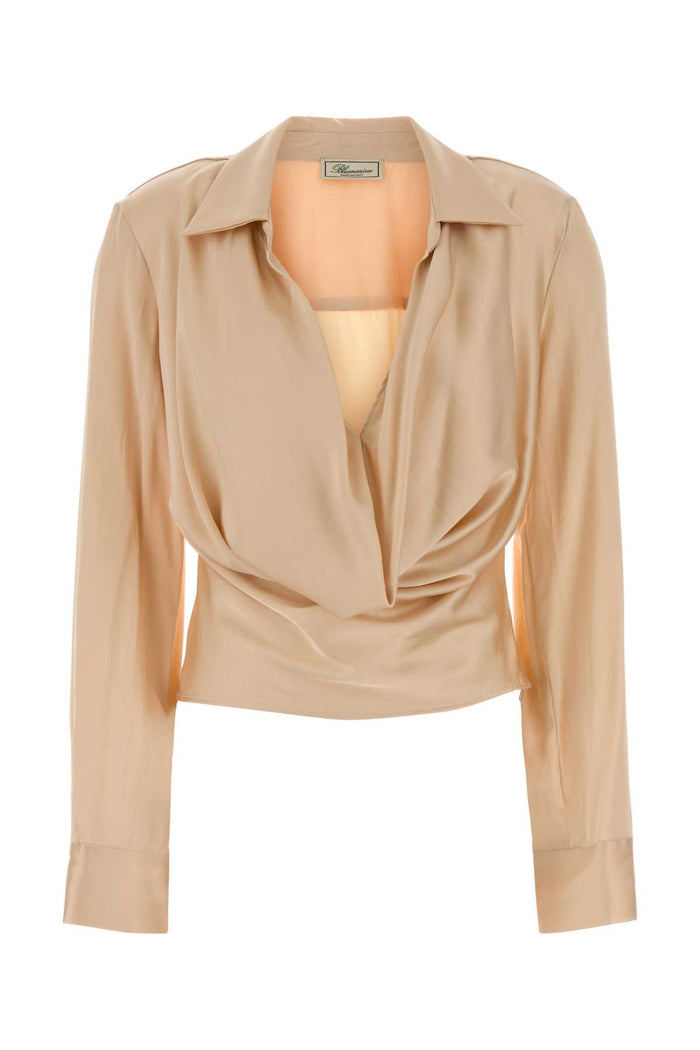 Peach Stretch Satin Blouse Champagne Exterior: Viscose Elastane Maglie