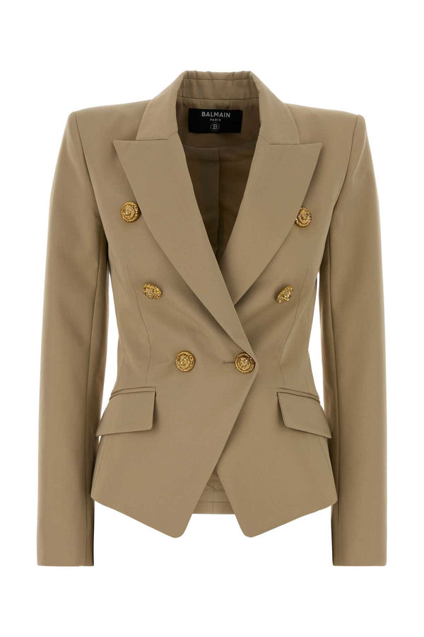 Balmain Btns Exterior: 100% Cotton; Lining: 52% Viscose 48% Cotton blazer in beige